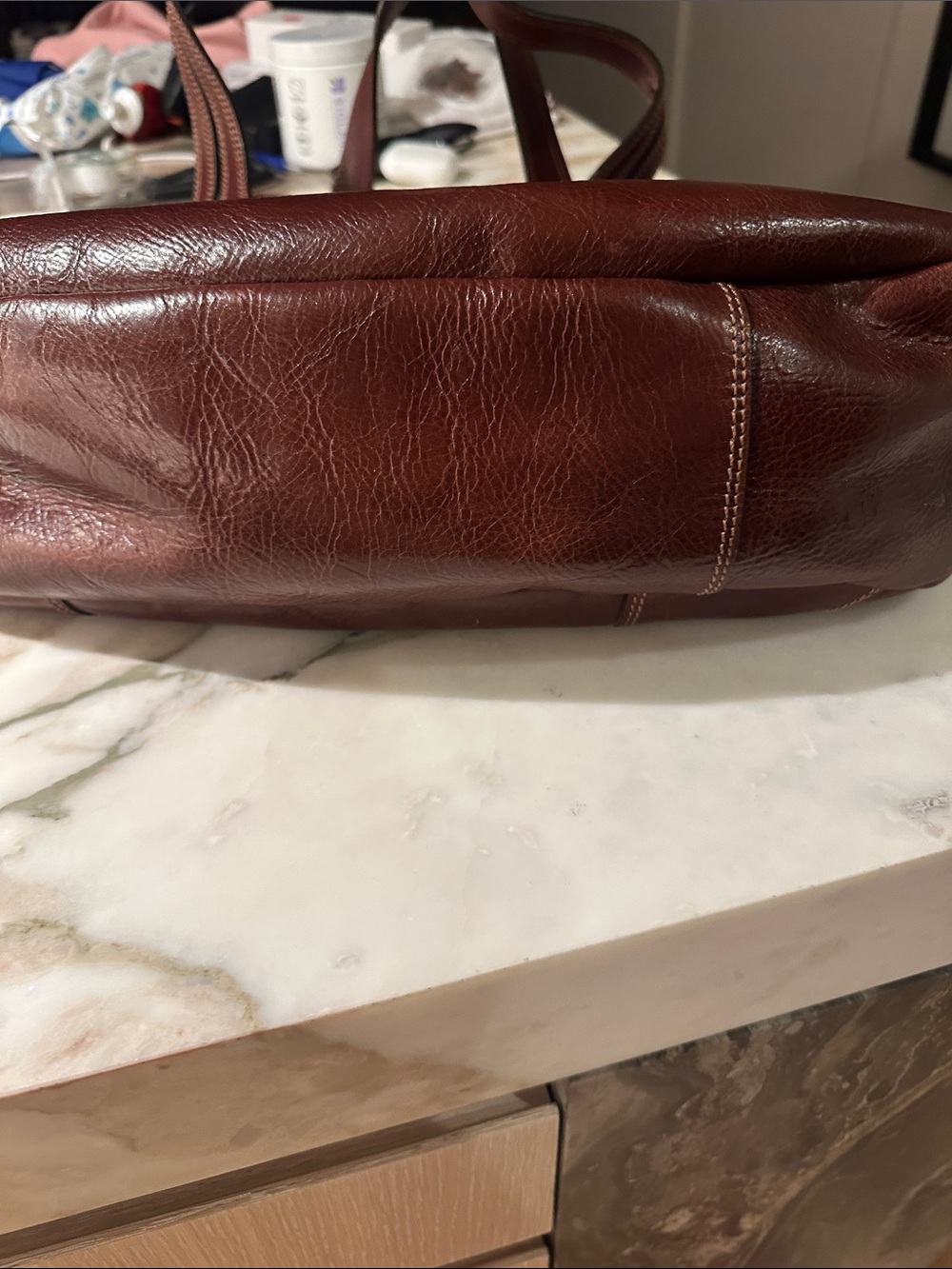 Vintage Marni Deep Burgundy Leather Shoulder Bag with Circular Hardware - Picture 5 of 8